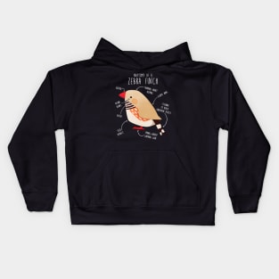 Fawn Zebra Finch Anatomy Kids Hoodie